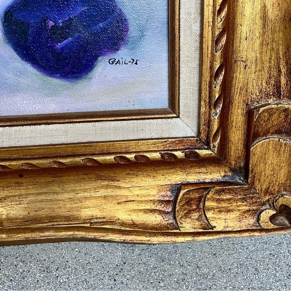 1975 Vintage Framed Floral Painting Signed By Mary Gail 27/32 Inch - Picture 6 of 16